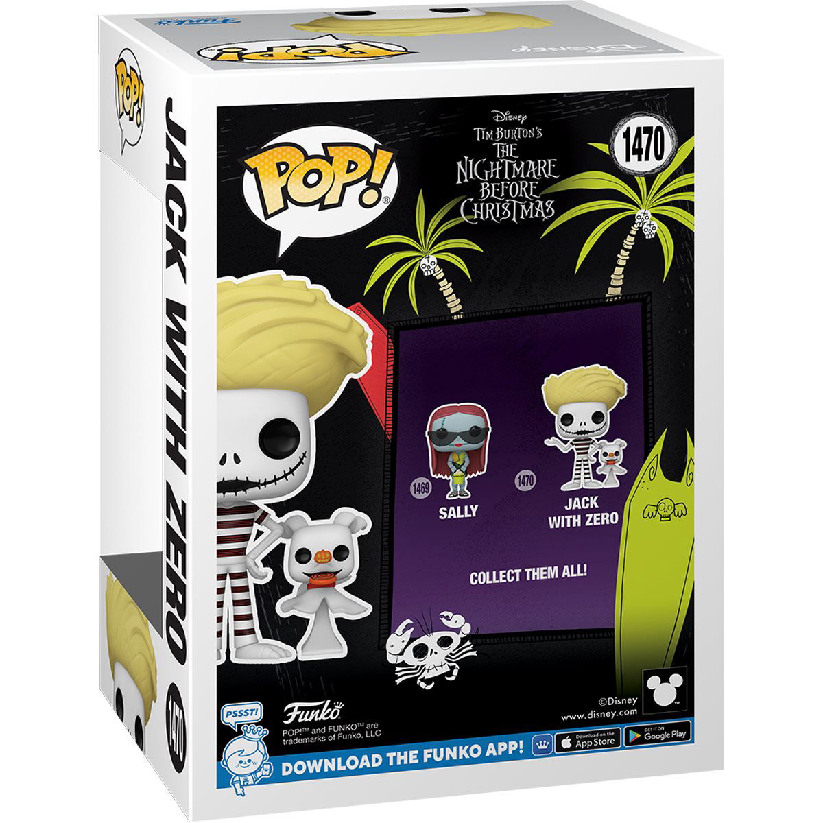 The Nightmare Before Christmas Jack with Zero (Beach) Funko Pop! Vinyl Figure and Buddy #1470 W/Protector Bundle - LeCharms & Co.