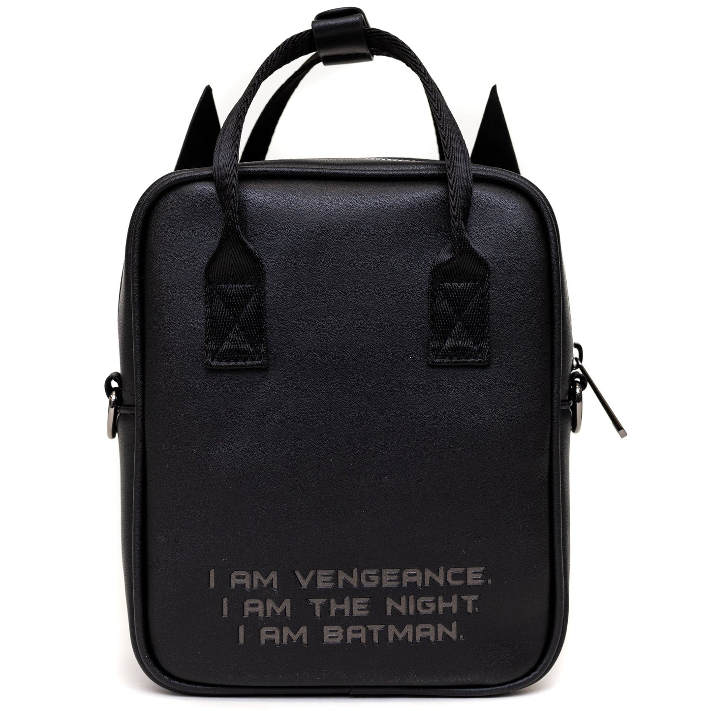 Buckle-Down DC Comics Bag, Cross Body, Batman Embossed Armor Texture Black, Vegan Leather