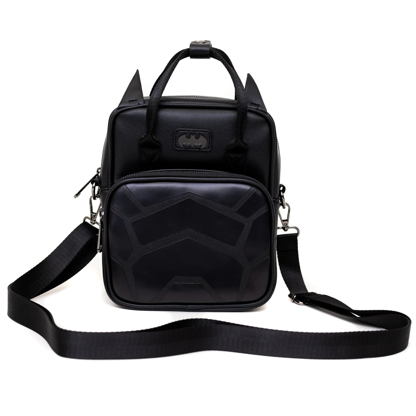 Buckle-Down DC Comics Bag, Cross Body, Batman Embossed Armor Texture Black, Vegan Leather