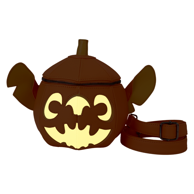 Loungefly Disney
Stitch Pumpkin Head Figural Glow Crossbody Bag