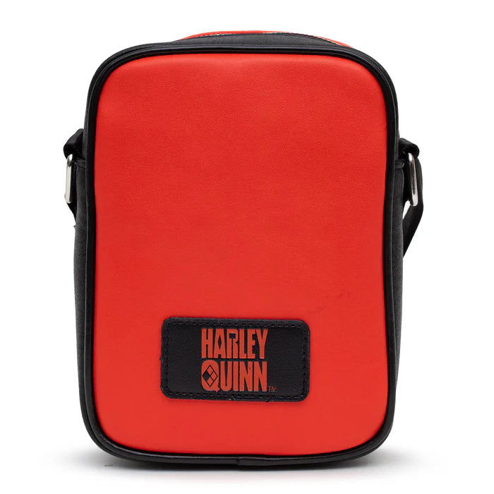 DC Comics Bag, Cross Body, Harley Quinn Diamonds Icons Red Black, Vegan Leather - LeCharms & Co.