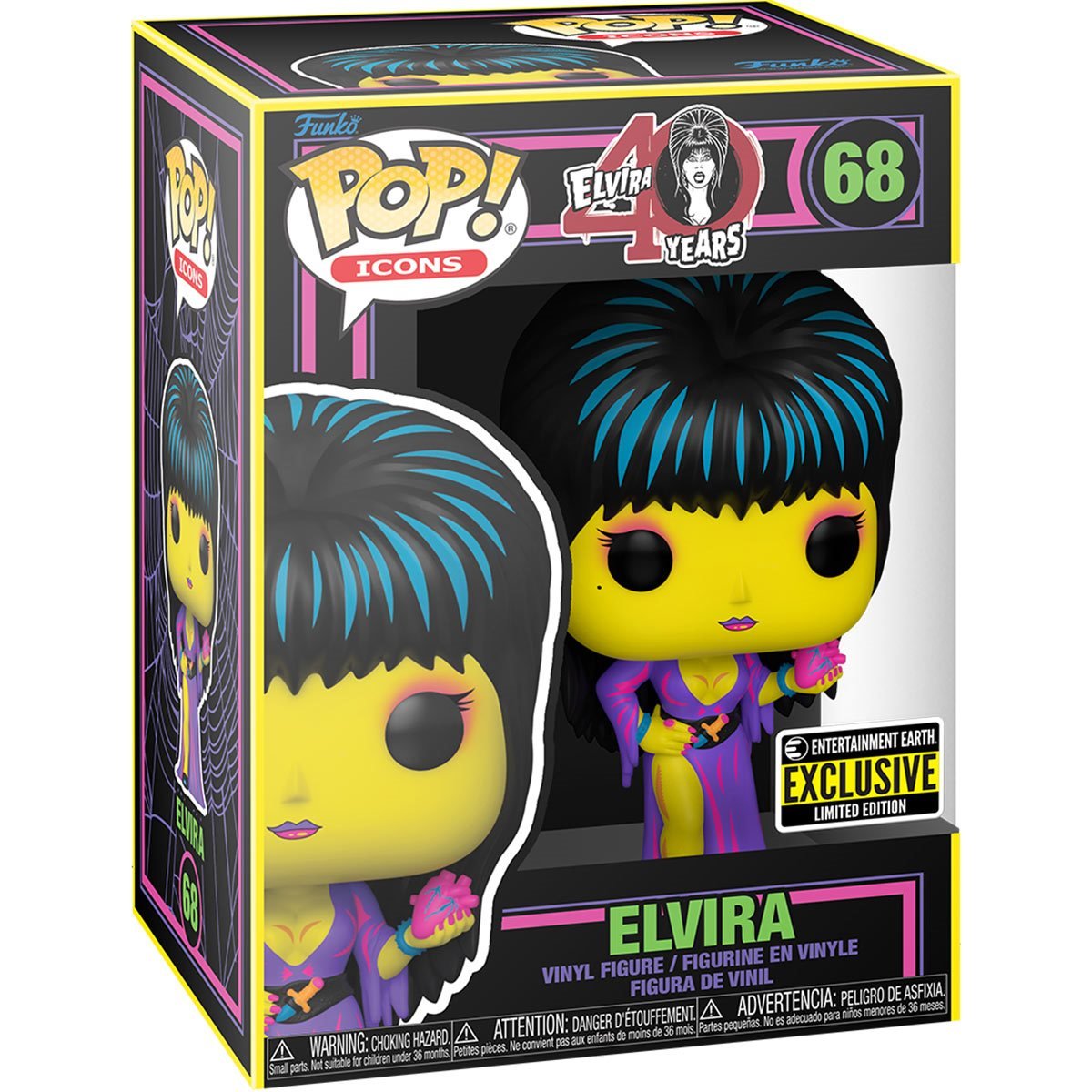 Elvira Funko Pop! Black Light - Entertainment Earth Exclusive w/ Pop Protector - LeCharms & Co.