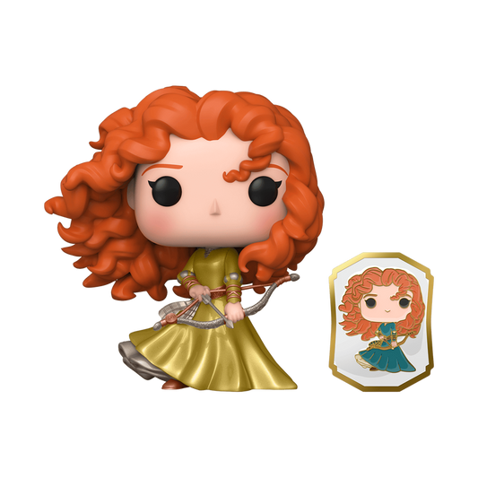 POP Disney Princess Funko Vinyl Figure | Merida Brave (Gold) with Pin - LeCharms & Co.