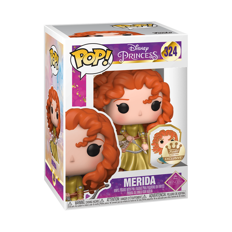 POP Disney Princess Funko Vinyl Figure | Merida Brave (Gold) with Pin - LeCharms & Co.
