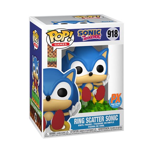 Sonic the Hedgehog Ring Scatter Sonic Funko Pop! Vinyl Figure #918 - Previews Exclusive W/Protector Bundle - LeCharms & Co.