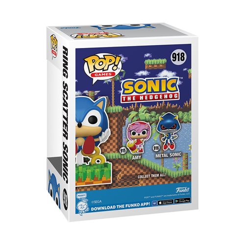 Sonic the Hedgehog Ring Scatter Sonic Funko Pop! Vinyl Figure #918 - Previews Exclusive W/Protector Bundle - LeCharms & Co.