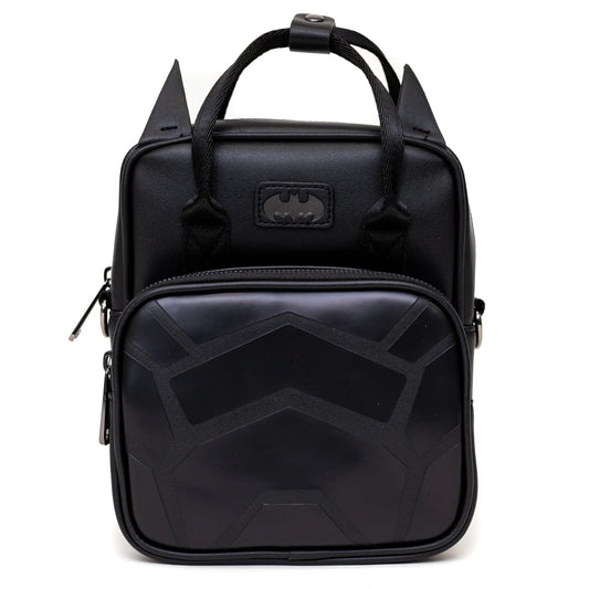 Buckle-Down DC Comics Bag, Cross Body, Batman Embossed Armor Texture Black, Vegan Leather