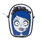 Buckle-Down Horror Movies Vegan Leather Cross Body Bag, Emily the Corpse Bride Face Applique Pale Blue