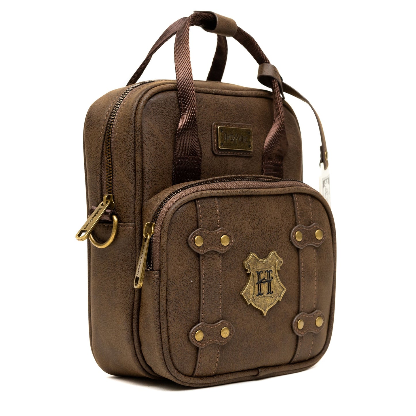 Buckle-Down The Wizarding World of Harry Potter Bag, Cross Body, Harry Potter Hogwarts School of Witchcraft and Wizardry Brown, Vegan Leather