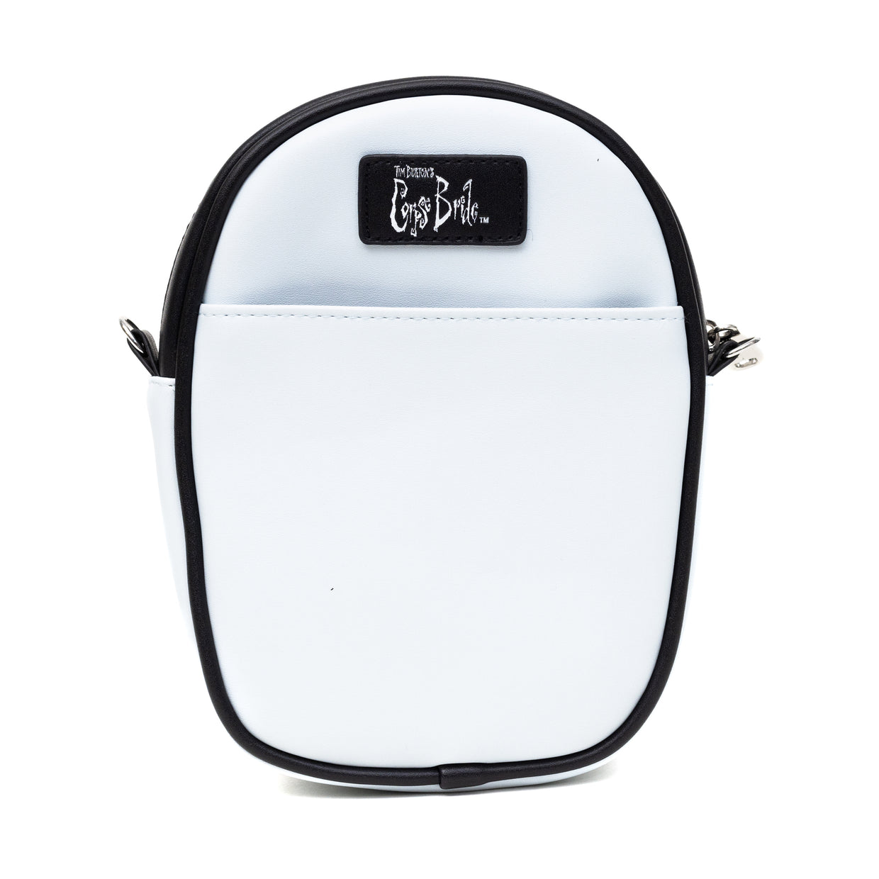 Buckle-Down Horror Movies Vegan Leather Cross Body Bag, Emily the Corpse Bride Face Applique Pale Blue