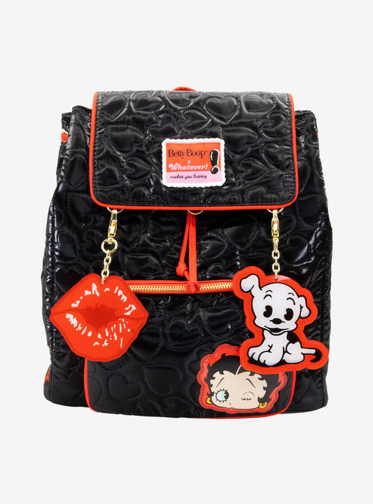 Whatever! Makes You Happy Betty Boop Quilted Heart Mini Backpack with Charms