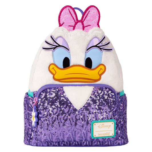 Disney Daisy Duck 85th Anniversary Sequin Plush Cosplay Mini Backpack by Loungefly.
