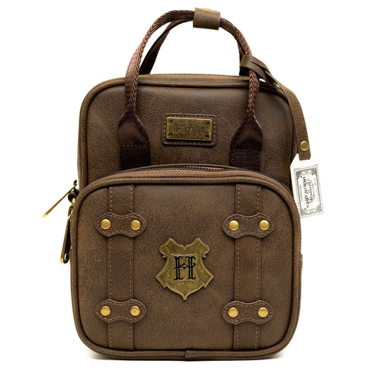 Buckle-Down The Wizarding World of Harry Potter Bag, Cross Body, Harry Potter Hogwarts School of Witchcraft and Wizardry Brown, Vegan Leather