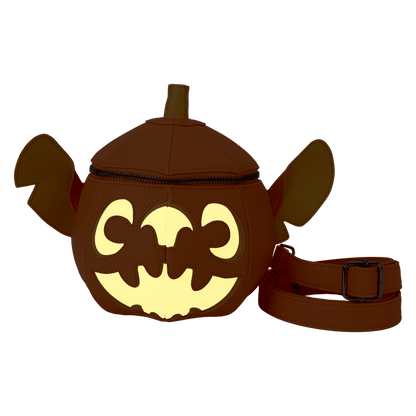 Loungefly Disney
Stitch Pumpkin Head Figural Glow Crossbody Bag