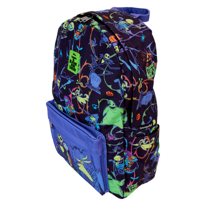 Loungefly Nightmare Before Christmas Neon Glow All-Over Print Nylon Full-Size Backpack