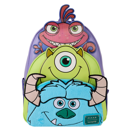 Loungefly Pixar
Monsters, Inc. Sulley, Mike, & Randall Triple Pocket Mini Backpack