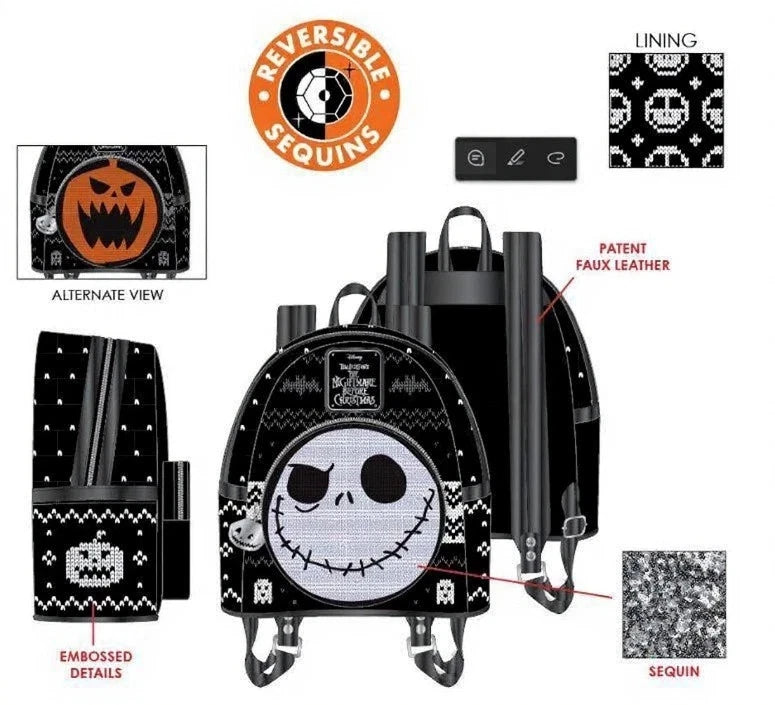 Loungefly Nightmare Before Christmas Sequin face Jack Mini Backpack